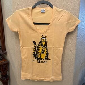 NWOT~Vintage CRAZY SHIRTS Women 1975 Yellow Momcat Graphic T-Shirt Size Small